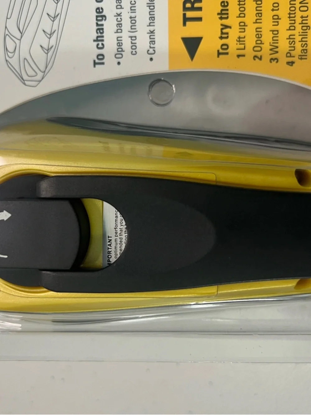 Turbo-Power Self-Powered Cell Phone Charger & LED Flashlight - Yellow